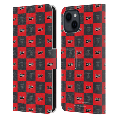 S.L. Benfica 2021/22 Crest Logo Pattern Leather Book Wallet Case Cover For Apple iPhone 15