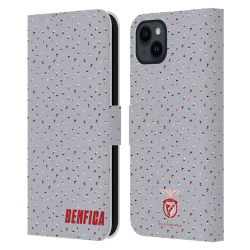 S.L. Benfica 2021/22 Crest Triangles Leather Book Wallet Case Cover For Apple iPhone 15 Plus