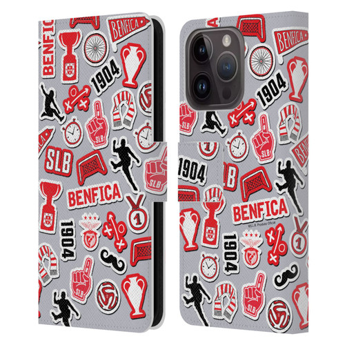S.L. Benfica 2021/22 Crest Stickers Leather Book Wallet Case Cover For Apple iPhone 15 Pro