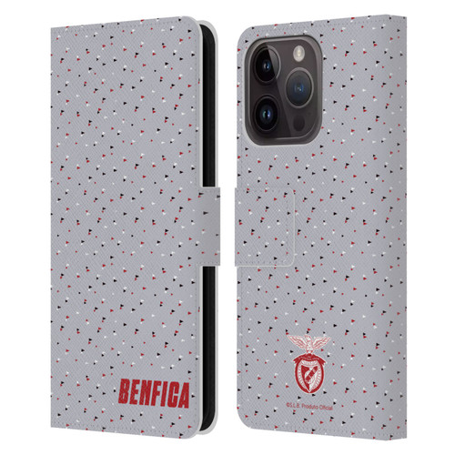 S.L. Benfica 2021/22 Crest Triangles Leather Book Wallet Case Cover For Apple iPhone 15 Pro