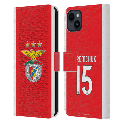 S.L. Benfica 2021/22 Players Home Kit Roman Yaremchuk Leather Book Wallet Case Cover For Apple iPhone 15 Plus