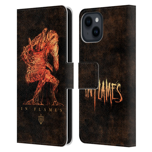 In Flames Metal Grunge Creature Leather Book Wallet Case Cover For Apple iPhone 15