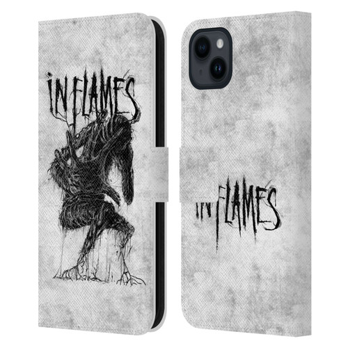 In Flames Metal Grunge Big Creature Leather Book Wallet Case Cover For Apple iPhone 15 Plus