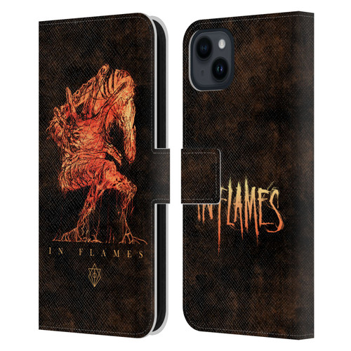 In Flames Metal Grunge Creature Leather Book Wallet Case Cover For Apple iPhone 15 Plus