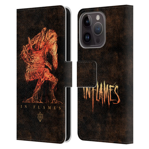 In Flames Metal Grunge Creature Leather Book Wallet Case Cover For Apple iPhone 15 Pro