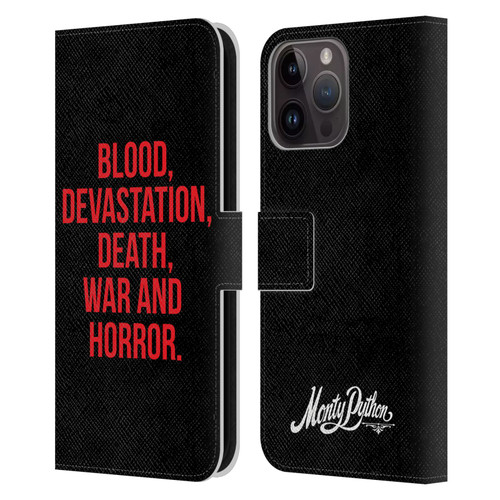 Monty Python Key Art Blood Devastation Death War And Horror Leather Book Wallet Case Cover For Apple iPhone 15 Pro Max
