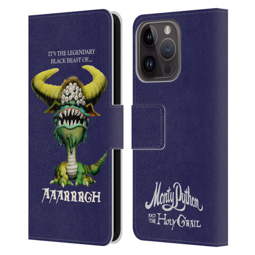 Monty Python Key Art Black Beast Of Aaarrrgh Leather Book Wallet Case Cover For Apple iPhone 15 Pro
