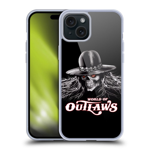 World of Outlaws Skull Rock Graphics Logo Soft Gel Case for Apple iPhone 15 Plus