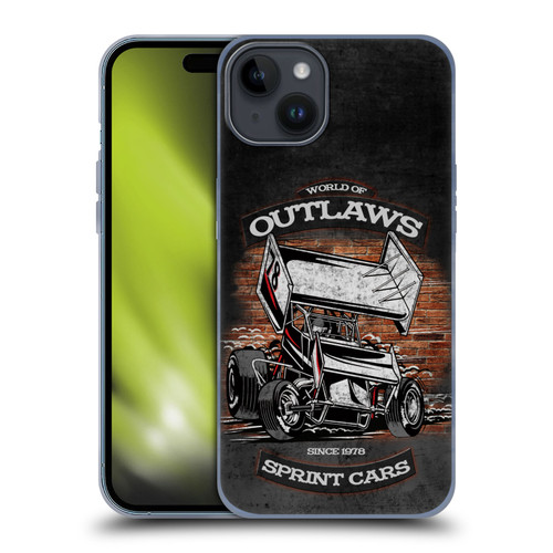 World of Outlaws Western Graphics Brickyard Sprint Car Soft Gel Case for Apple iPhone 15 Plus