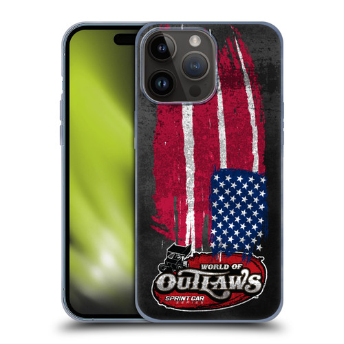 World of Outlaws Western Graphics US Flag Distressed Soft Gel Case for Apple iPhone 15 Pro Max