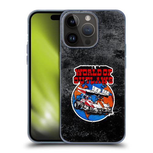 World of Outlaws Western Graphics Distressed Sprint Car Logo Soft Gel Case for Apple iPhone 15 Pro