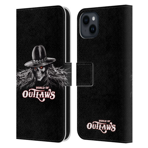 World of Outlaws Skull Rock Graphics Logo Leather Book Wallet Case Cover For Apple iPhone 15 Plus