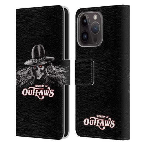 World of Outlaws Skull Rock Graphics Logo Leather Book Wallet Case Cover For Apple iPhone 15 Pro