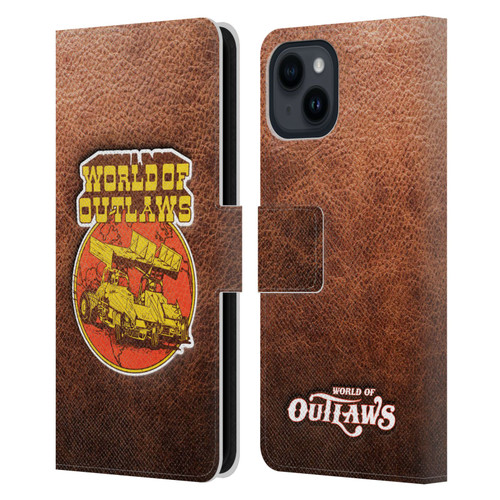 World of Outlaws Western Graphics Sprint Car Leather Print Leather Book Wallet Case Cover For Apple iPhone 15