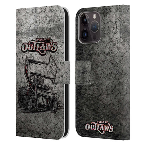 World of Outlaws Western Graphics Sprint Car Leather Book Wallet Case Cover For Apple iPhone 15 Pro Max