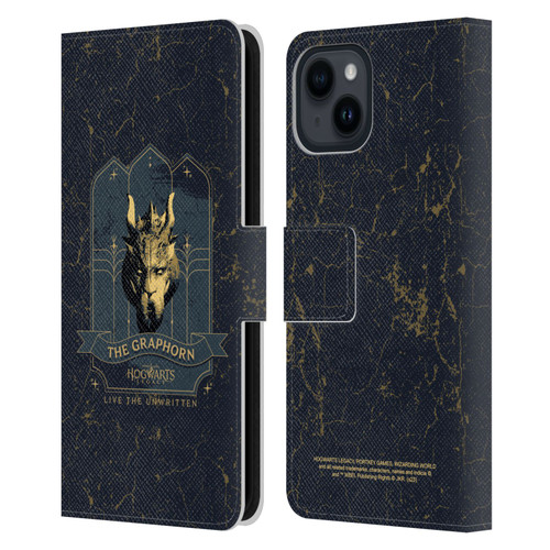 Hogwarts Legacy Graphics The Graphorn Leather Book Wallet Case Cover For Apple iPhone 15