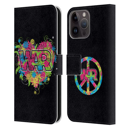 War Graphics Heart Logo Leather Book Wallet Case Cover For Apple iPhone 15 Pro Max