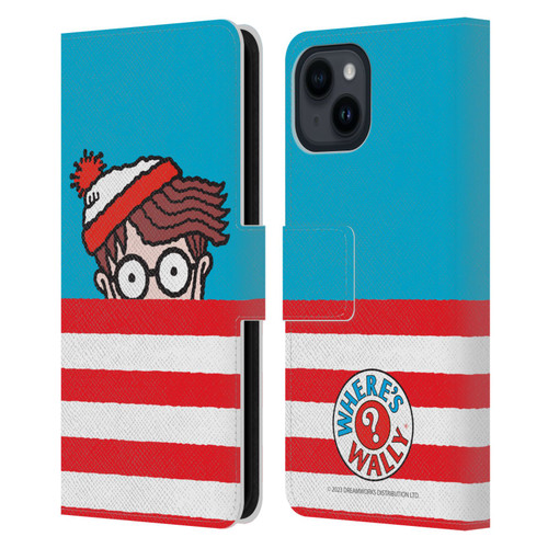 Where's Wally? Graphics Half Face Leather Book Wallet Case Cover For Apple iPhone 15