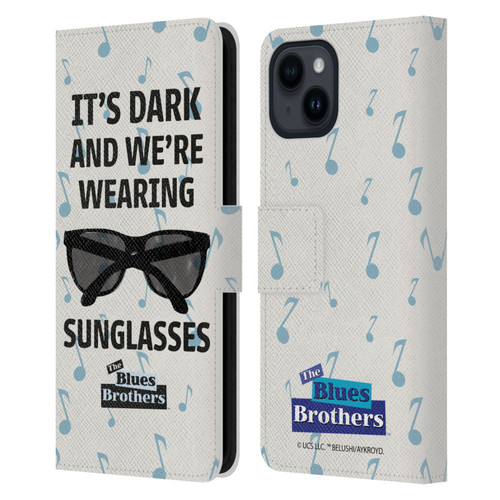 The Blues Brothers Graphics Sunglasses Leather Book Wallet Case Cover For Apple iPhone 15