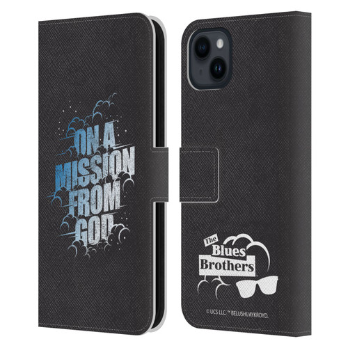 The Blues Brothers Graphics On A Mission From God Leather Book Wallet Case Cover For Apple iPhone 15 Plus