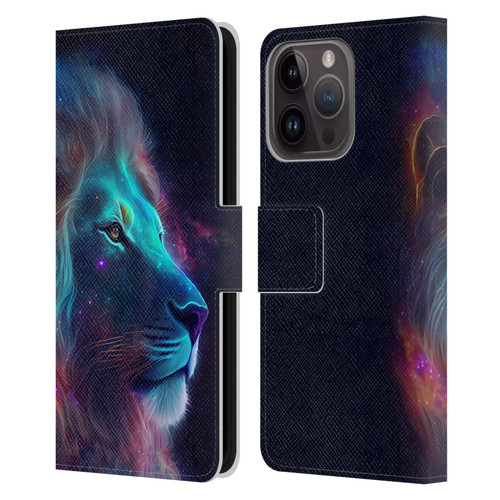 Wumples Cosmic Animals Lion Leather Book Wallet Case Cover For Apple iPhone 15 Pro