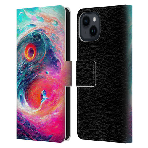 Wumples Cosmic Arts Blue And Pink Yin Yang Vortex Leather Book Wallet Case Cover For Apple iPhone 15