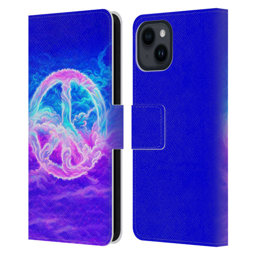 Wumples Cosmic Arts Clouded Peace Symbol Leather Book Wallet Case Cover For Apple iPhone 15