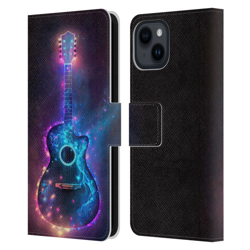 Wumples Cosmic Arts Guitar Leather Book Wallet Case Cover For Apple iPhone 15