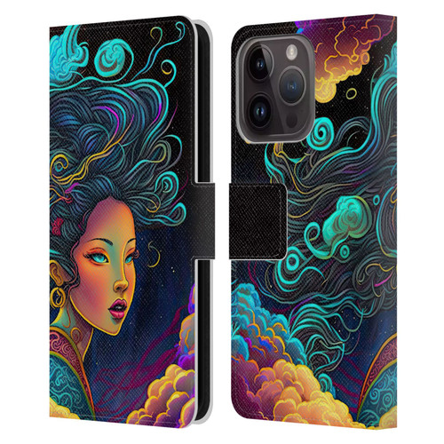 Wumples Cosmic Arts Cloud Goddess Leather Book Wallet Case Cover For Apple iPhone 15 Pro