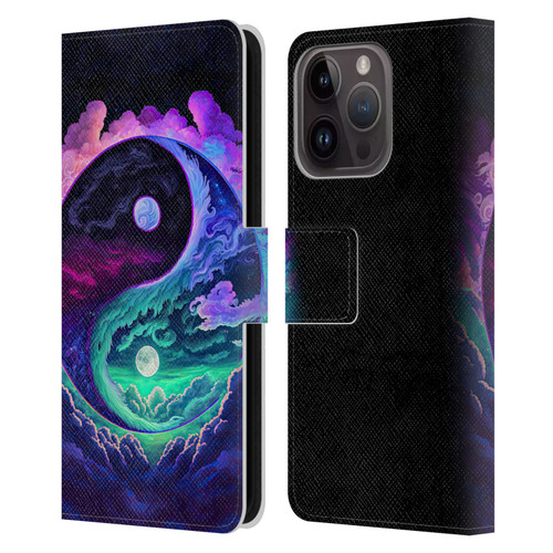 Wumples Cosmic Arts Clouded Yin Yang Leather Book Wallet Case Cover For Apple iPhone 15 Pro