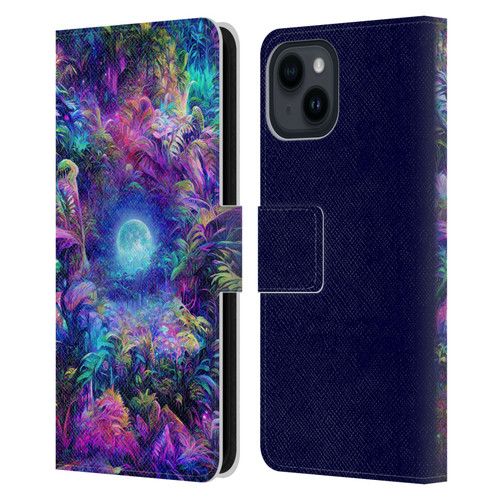 Wumples Cosmic Universe Jungle Moonrise Leather Book Wallet Case Cover For Apple iPhone 15