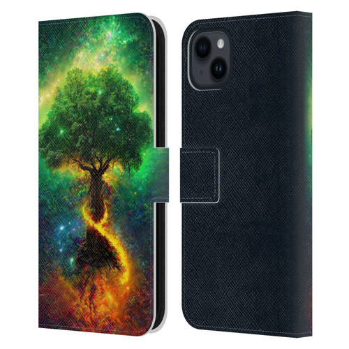 Wumples Cosmic Universe Yggdrasil, Norse Tree Of Life Leather Book Wallet Case Cover For Apple iPhone 15 Plus