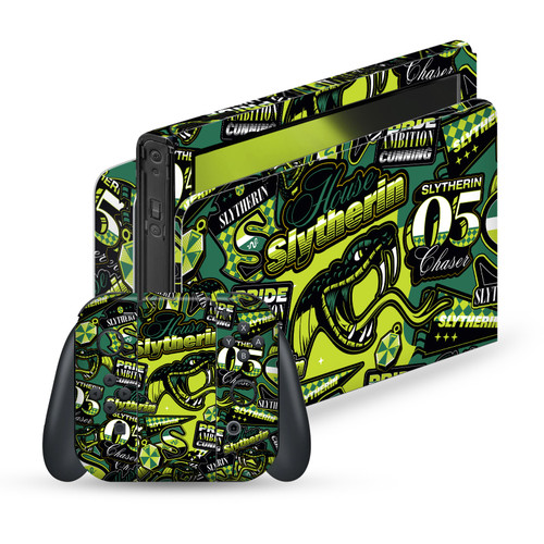 Harry Potter Graphics Slytherin Pattern Vinyl Sticker Skin Decal Cover for Nintendo Switch OLED Bundle