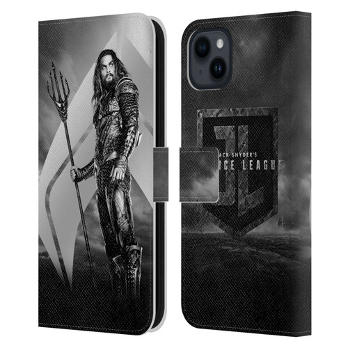 Zack Snyder's Justice League Snyder Cut Character Art Aquaman Leather Book Wallet Case Cover For Apple iPhone 15 Plus