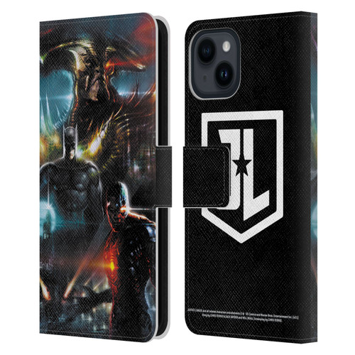 Zack Snyder's Justice League Snyder Cut Graphics Steppenwolf, Batman, Cyborg Leather Book Wallet Case Cover For Apple iPhone 15