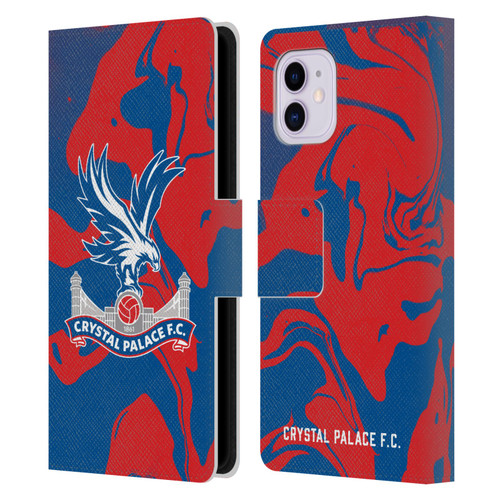 Crystal Palace FC Crest Red And Blue Marble Leather Book Wallet Case Cover For Apple iPhone 11
