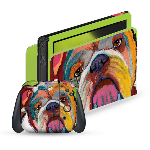 Michel Keck Art Mix Bulldog Vinyl Sticker Skin Decal Cover for Nintendo Switch OLED Bundle