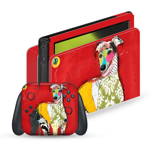 Michel Keck Art Mix Greyhound Vinyl Sticker Skin Decal Cover for Nintendo Switch OLED