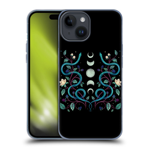 Episodic Drawing Illustration Animals Serpent Moon Soft Gel Case for Apple iPhone 15