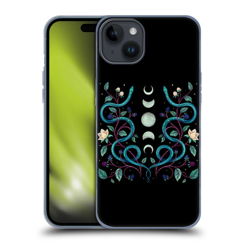 Episodic Drawing Illustration Animals Serpent Moon Soft Gel Case for Apple iPhone 15 Plus