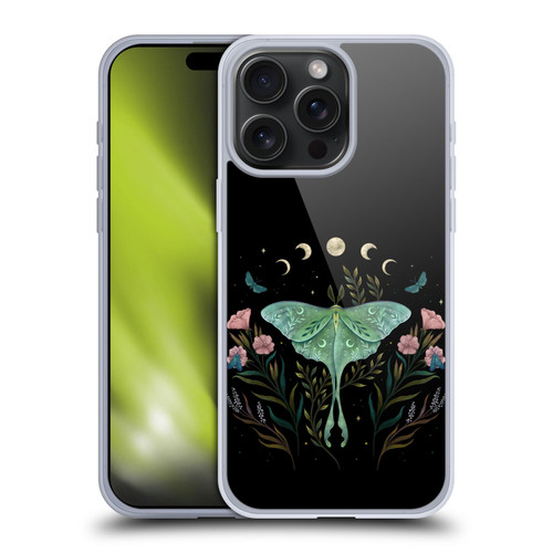 Episodic Drawing Illustration Animals Moth and Flowers Soft Gel Case for Apple iPhone 15 Pro Max