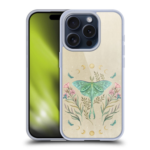 Episodic Drawing Illustration Animals Moth, Butterflies, & Flowers Soft Gel Case for Apple iPhone 15 Pro