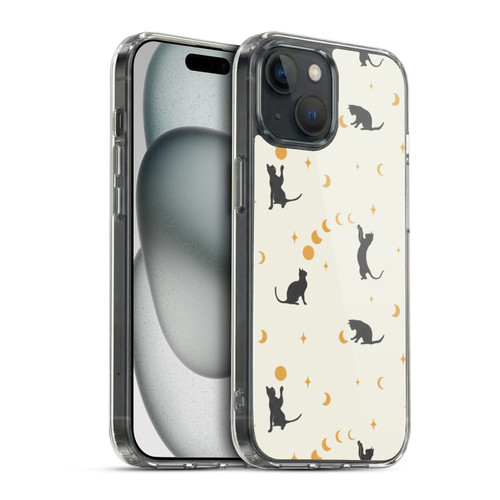 Episodic Drawing Pattern Cat And Moon Soft Gel Case for Apple iPhone 15 & MagSafe