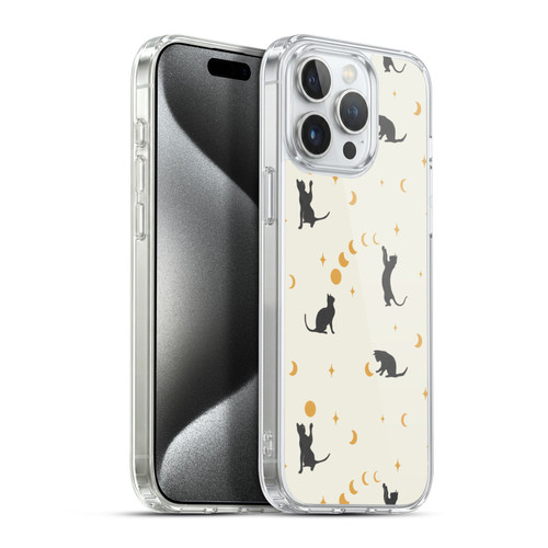 Episodic Drawing Pattern Cat And Moon Soft Gel Case for Apple iPhone 15 Pro Max & MagSafe