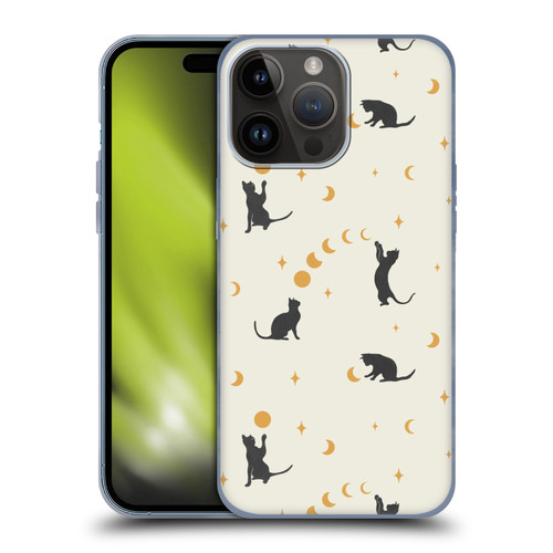 Episodic Drawing Pattern Cat And Moon Soft Gel Case for Apple iPhone 15 Pro Max