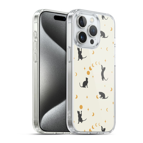 Episodic Drawing Pattern Cat And Moon Soft Gel Case for Apple iPhone 15 Pro & MagSafe