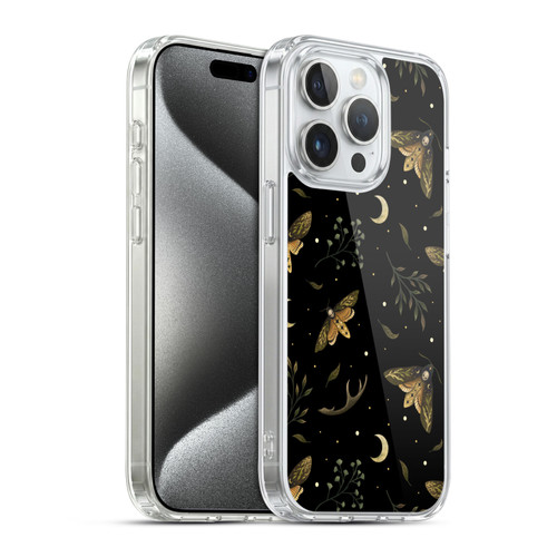 Episodic Drawing Pattern Death Head Moth Soft Gel Case for Apple iPhone 15 Pro & MagSafe