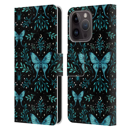 Episodic Drawing Art Butterfly Pattern Leather Book Wallet Case Cover For Apple iPhone 15 Pro