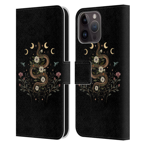 Episodic Drawing Illustration Animals Serpent Spell Leather Book Wallet Case Cover For Apple iPhone 15 Pro Max