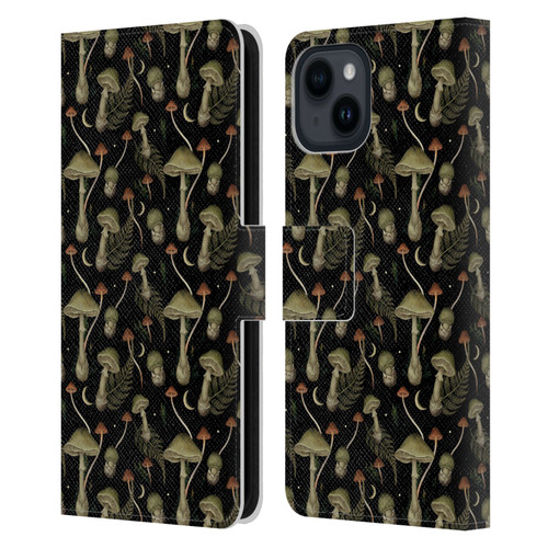 Episodic Drawing Pattern Death Cap Leather Book Wallet Case Cover For Apple iPhone 15